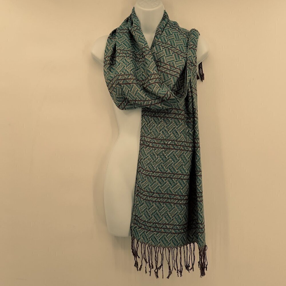 Pashmina Wrap Scarf Women's Colors Shades Of Blue/ Red/ Cream NWOT